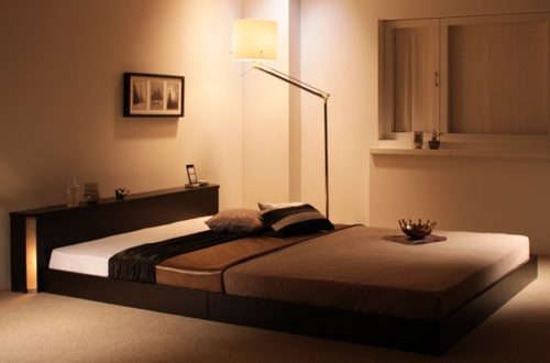 モダンライト・コンセント付きフロアベッド【Shelly】シェリー