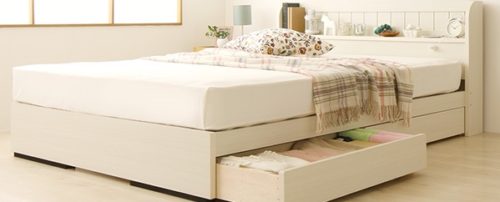 棚･コンセント付 国産カントリー調 姫系収納ベッド『カモミーユ』