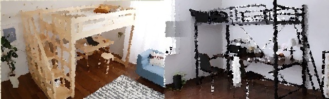 木製ロフトベッドとパイプ製ロフトベッド