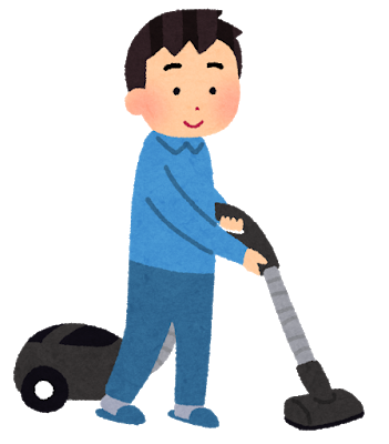 掃除する男性