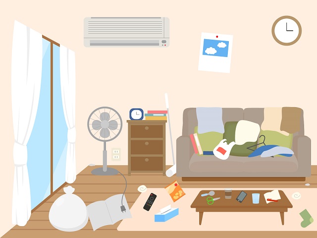 散らかった部屋