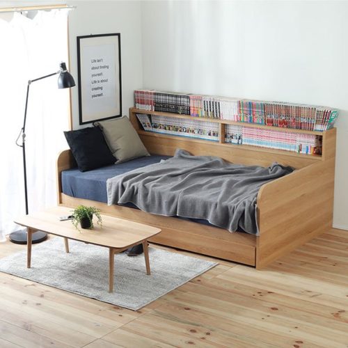 棚コンセント付デイベッドすのこ収納ベッド