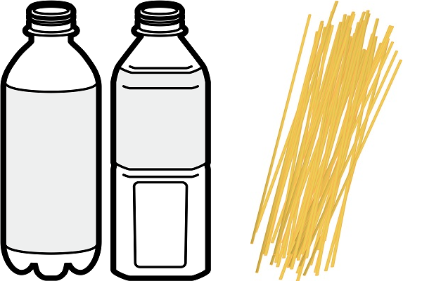 ペットボトルとパスタ